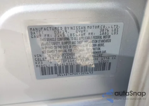 2019 Nissan Sentra Sv z USA, uszkodzony, nr VIN 3N1AB7AP0KY324693